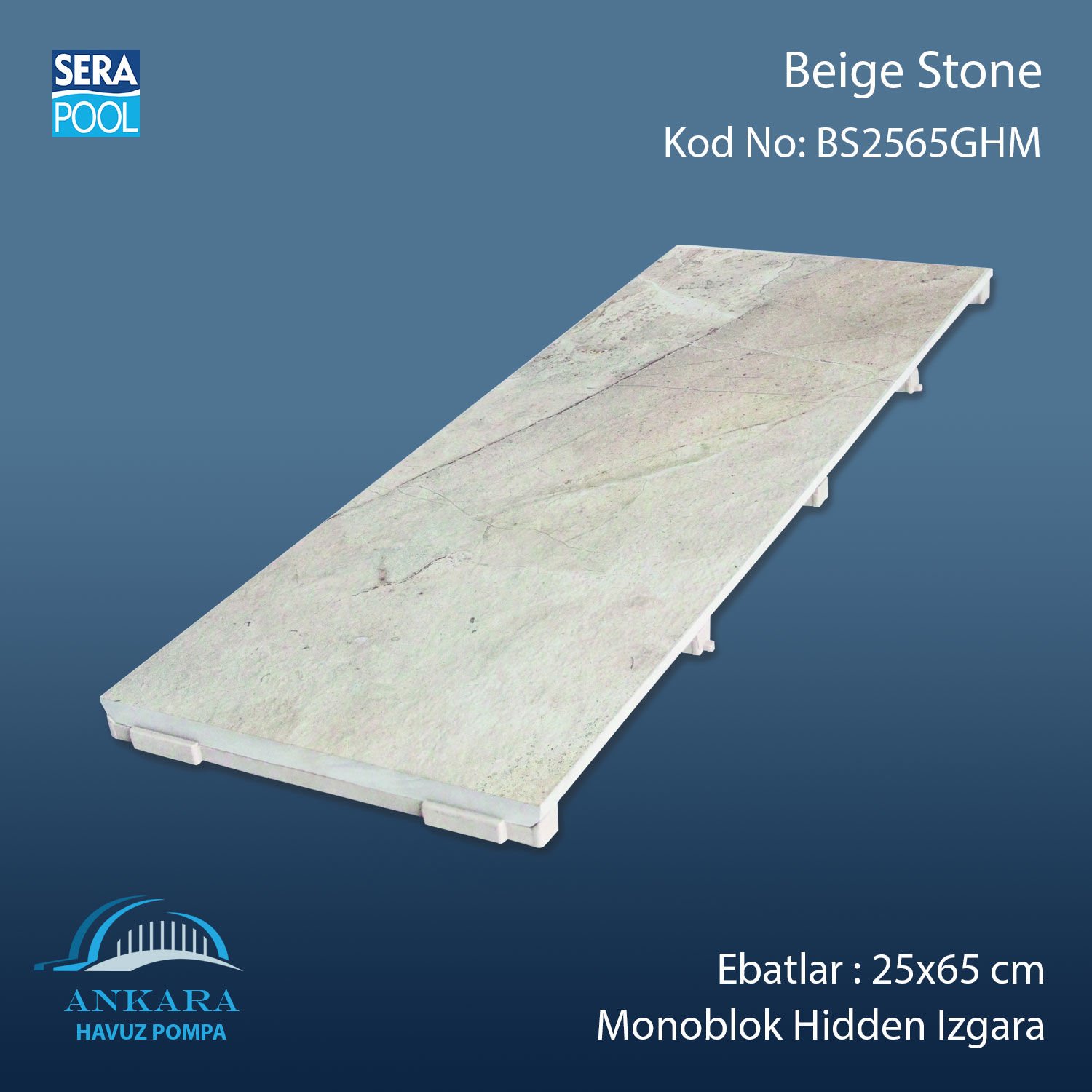 Beige Stone 25x65 cm Monoblok Hidden Izgara