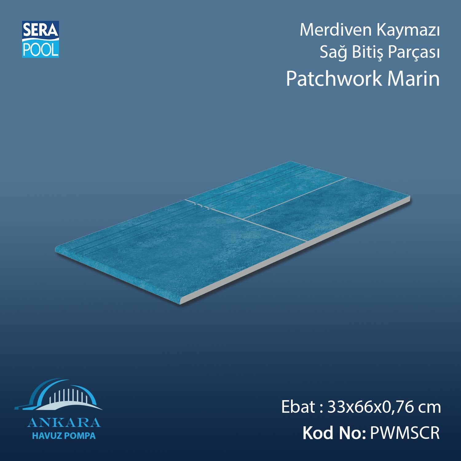 Patchwork Marin 33x66x0,76 cm Merdiven Kaymazı Sağ Bitiş