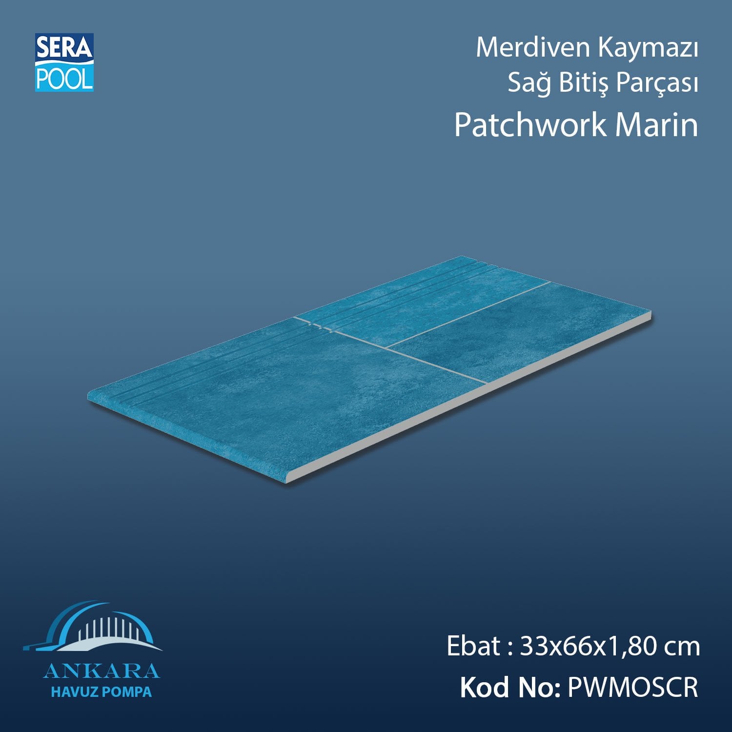 Patchwork Marin 33x66x1,80 cm Merdiven Kaymazı Sağ Bitiş