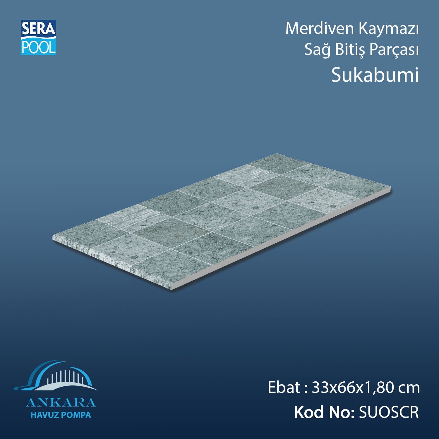 Sukabumi 33x66x1,80 cm Merdiven Kaymazı Sağ Bitiş