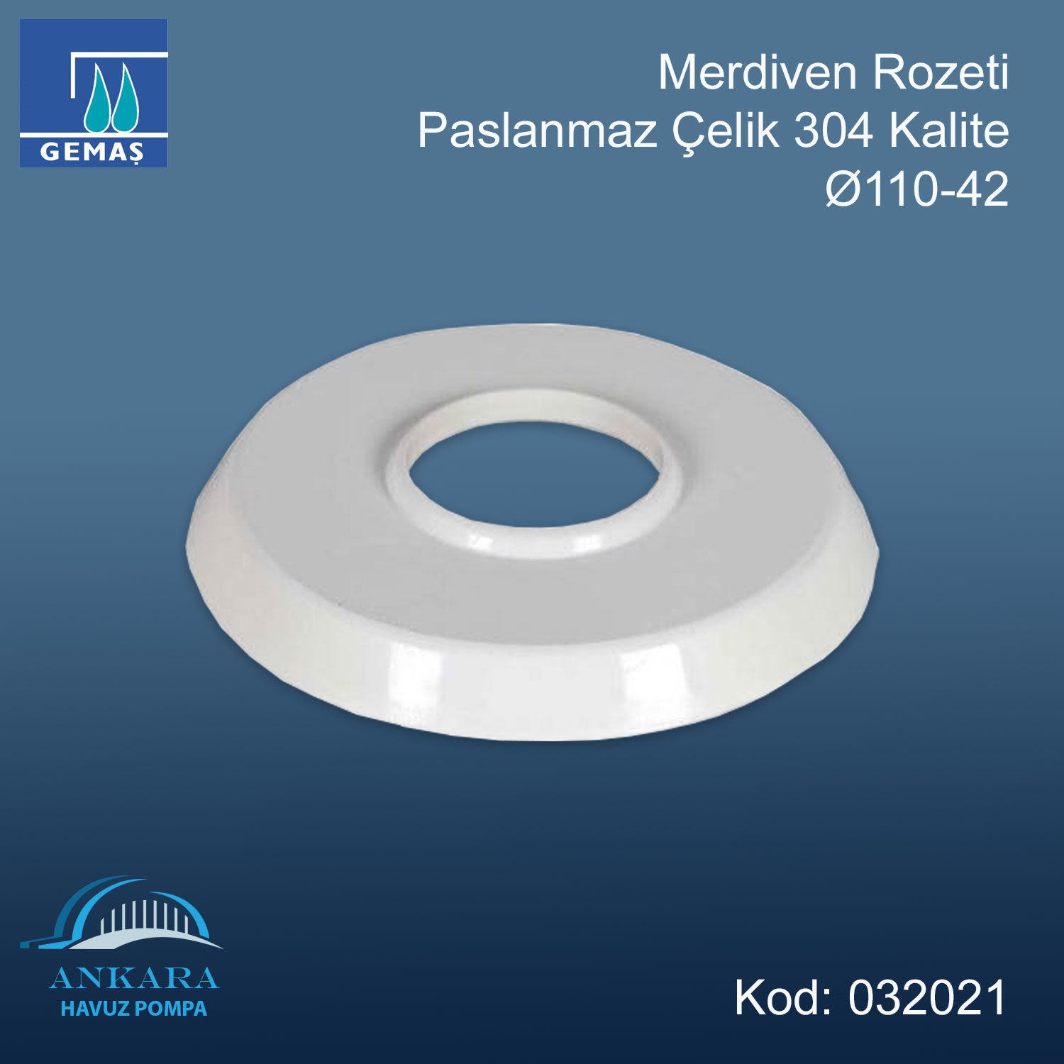 Merdiven Rozeti Ø 110-42 Paslanmaz Çelik 304 Kalite