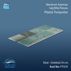Piazza Turquoise 33x66x0,76 cm Merdiven Kaymazı Sağ Bitiş