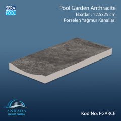 Serapool Pool Garden Anthracite 12,5x25 cm Tamamlayıcı Yağmur Kanalı