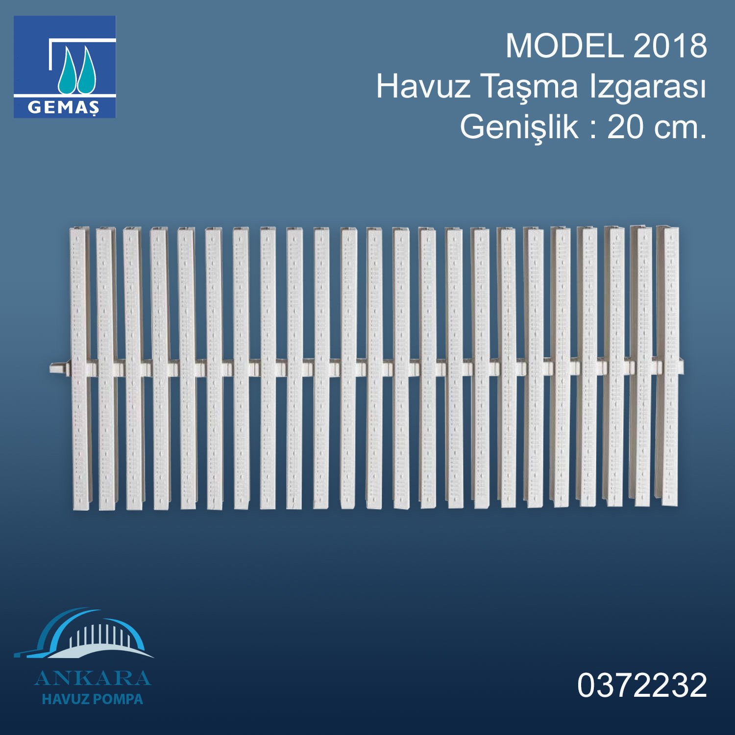 “MODEL 2018” Havuz Taşma Izgarası - Genişlik 20 cm (metresi)