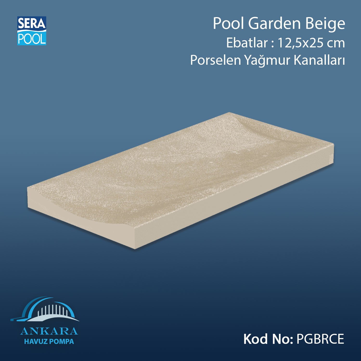 Pool Garden Beige 12,5x25 cm Yağmur Kanalı