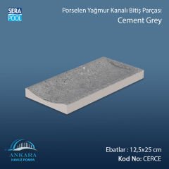 Cement Grey 12,5x25 cm Tamamlayıcı Yağmur Kanalı