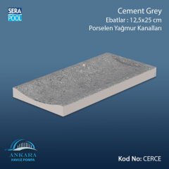 Cement Grey 12,5x25 cm Tamamlayıcı Yağmur Kanalı