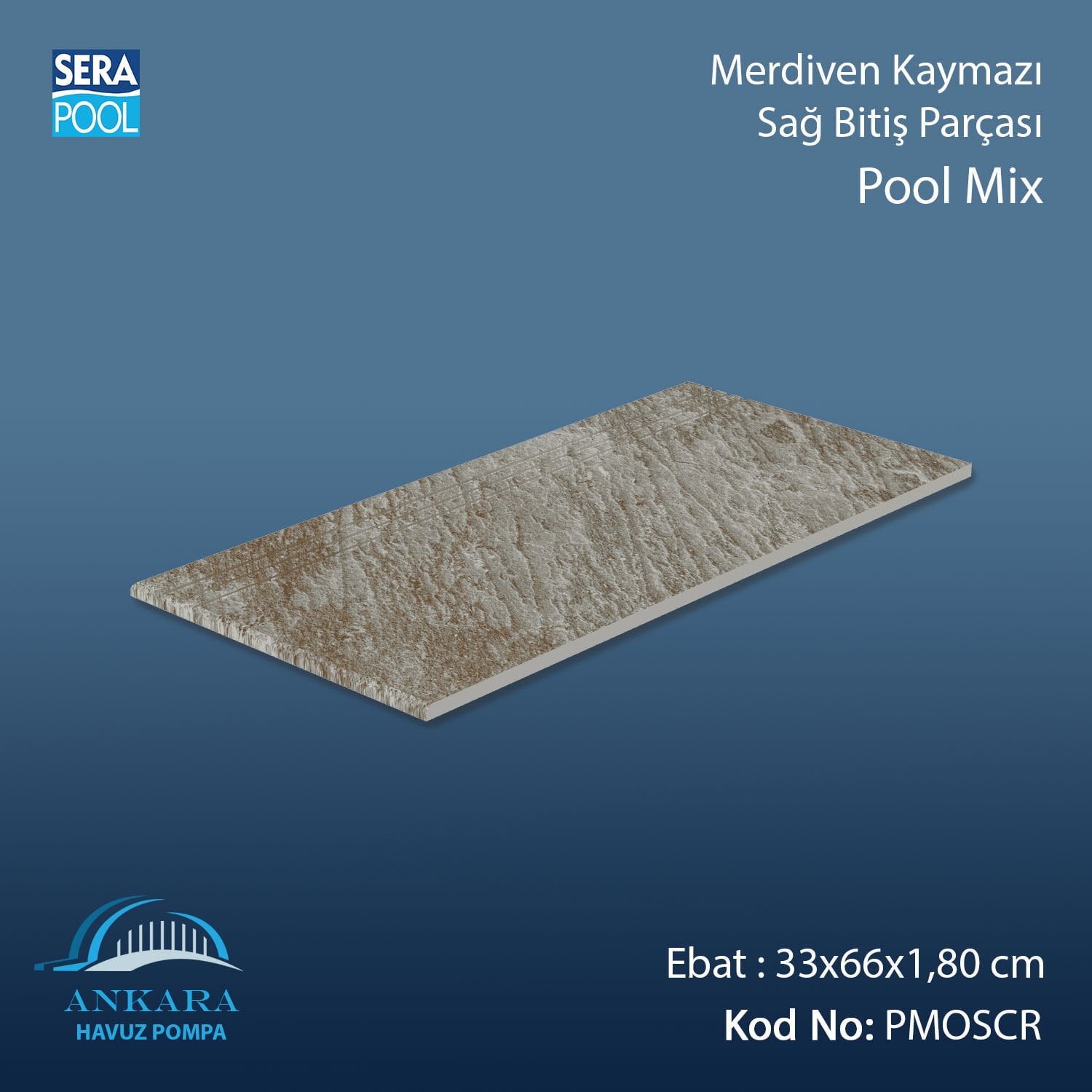 Pool Mix 33x66x1,80 cm Merdiven Kaymazı Sağ Bitiş