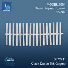 MODEL 2001  Havuz Taşma Izgarası 15 cm. Klasik Desen Tek Geçme