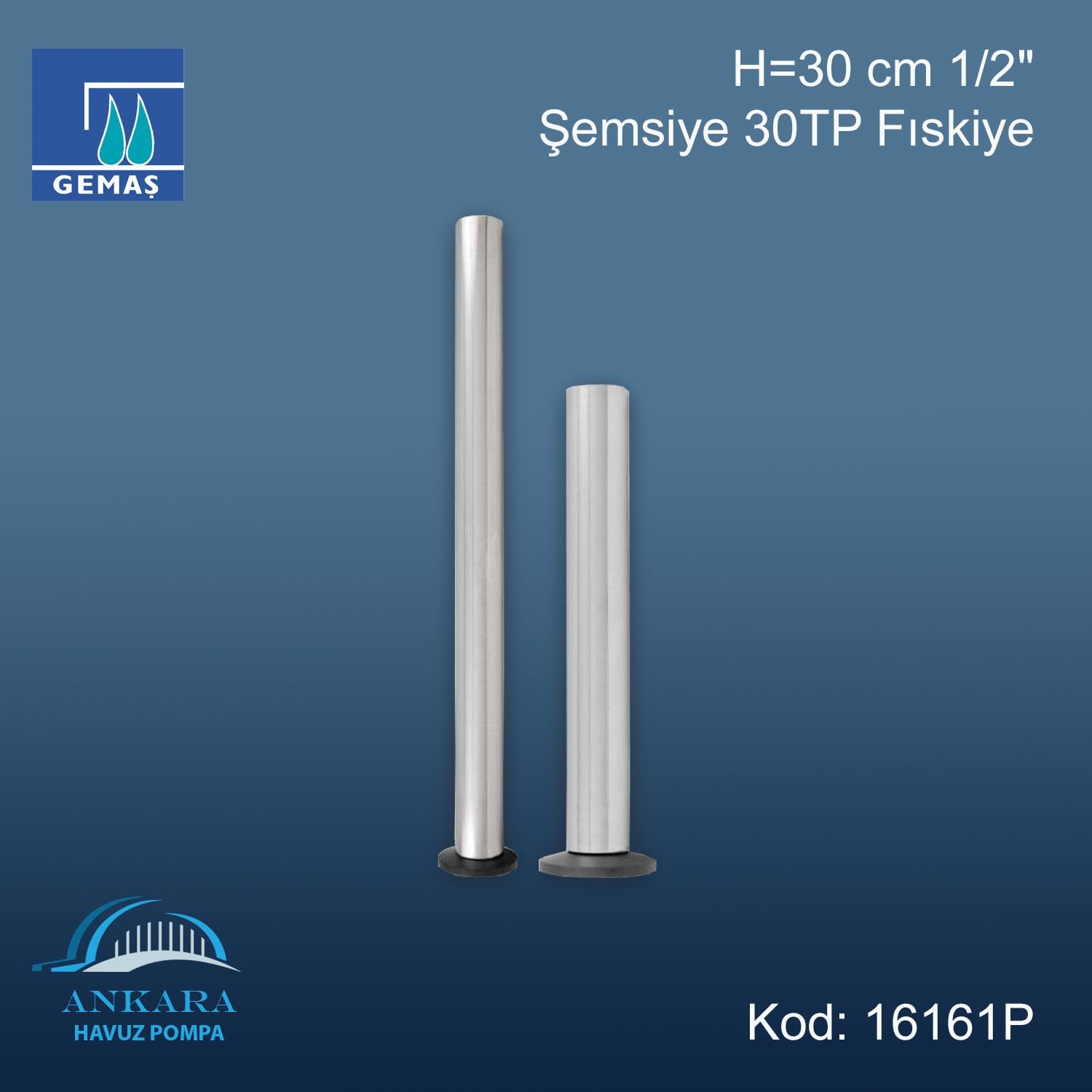 H=30 cm 1/2'', Şemsiye 30TP Fıskiye