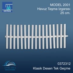 MODEL 2001 Havuz Taşma Izgarası 25 cm. Klasik Desen Tek Geçme