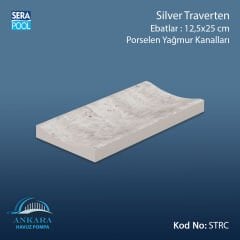 Serapool Silver Traverten 12,5x25 cm Yağmur Kanalı