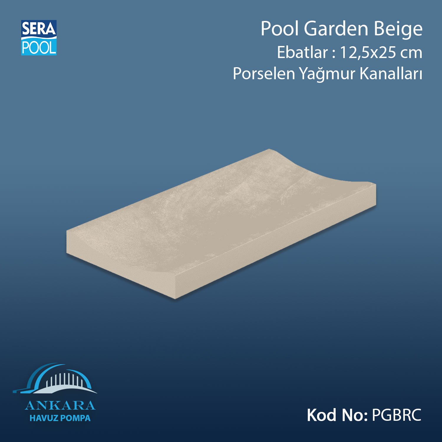 Serapool Pool Garden Beige 12,5x25 cm Yağmur Kanalı