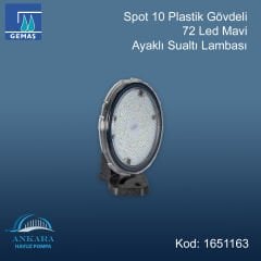 Spot 10 Plastik Gövdeli 72 Led Mavi Ayaklı Sualtı Lambası