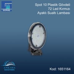 Spot 10 Plastik Gövdeli 72 Led Kırmızı Ayaklı Sualtı Lambası