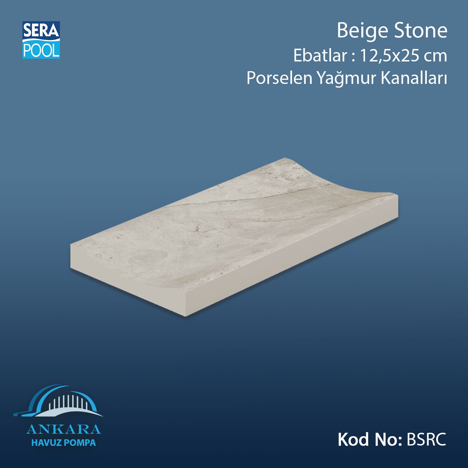 Beige Stone 12,5x25 cm Yağmur Kanalı