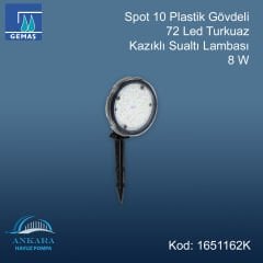 Spot 10 Plastik Gövdeli 72 Led Turkuaz Kazıklı Sualtı Lambası