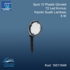 Spot 10 Plastik Gövdeli 72 Led Kırmızı Kazıklı Sualtı Lambası