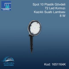 Spot 10 Plastik Gövdeli 72 Led Kırmızı Kazıklı Sualtı Lambası