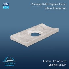 Serapool Silver Traverten 12,5x25 cm Delikli Yağmur Kanalı