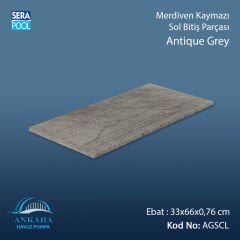 Antique Grey 33x66x0,76 cm Merdiven Kaymazı Sol Bitiş