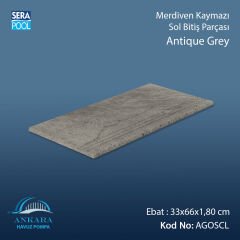 Antique Grey 33x66x1,80 cm Merdiven Kaymazı Sol Bitiş
