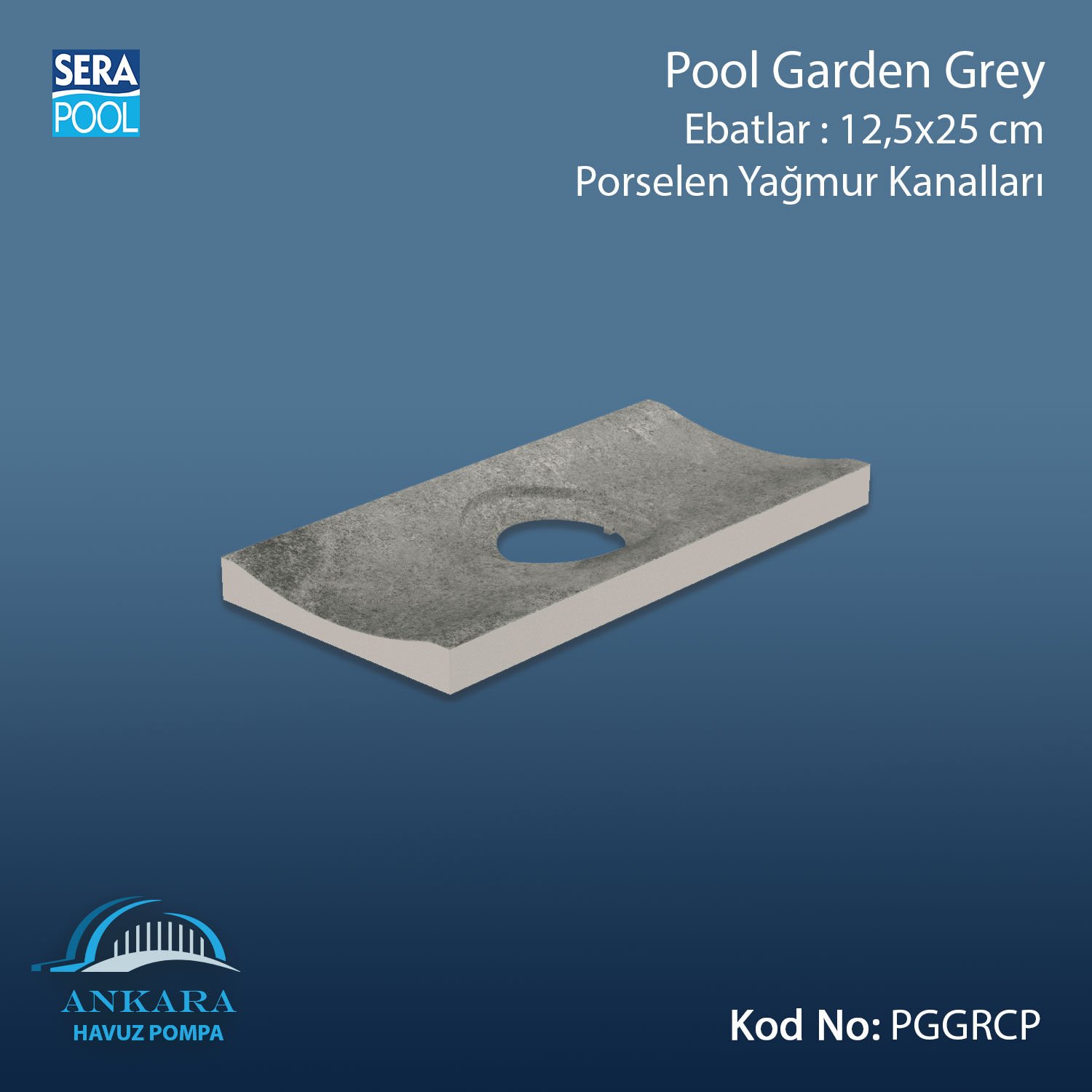 Pool Garden Grey 12,5x25 cm Yağmur Kanalı