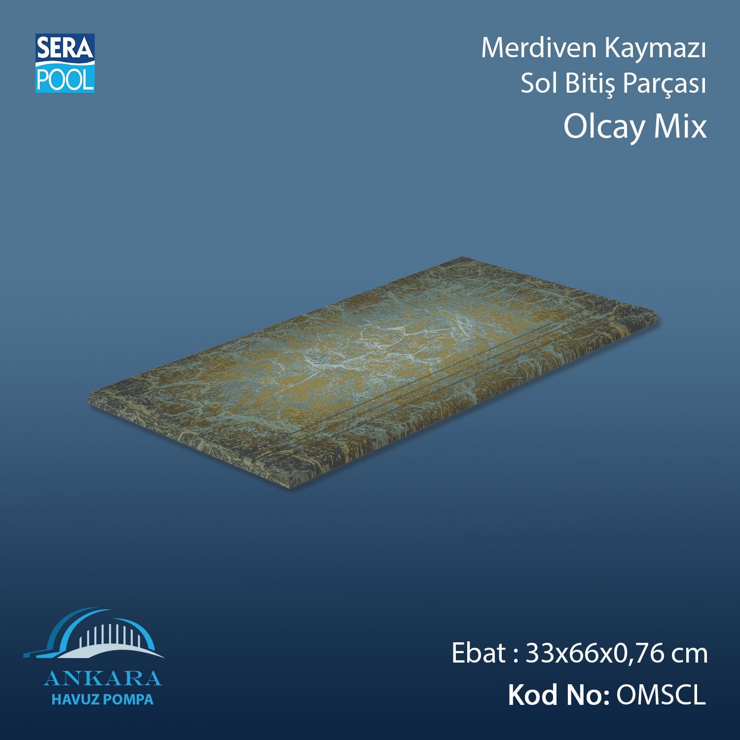 Olcay Mix 33x66x0,76 cm Merdiven Kaymazı Sol Bitiş