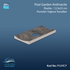 Serapool Pool Garden Anthracite 12,5x25 cm Delikli Yağmur Kanalı
