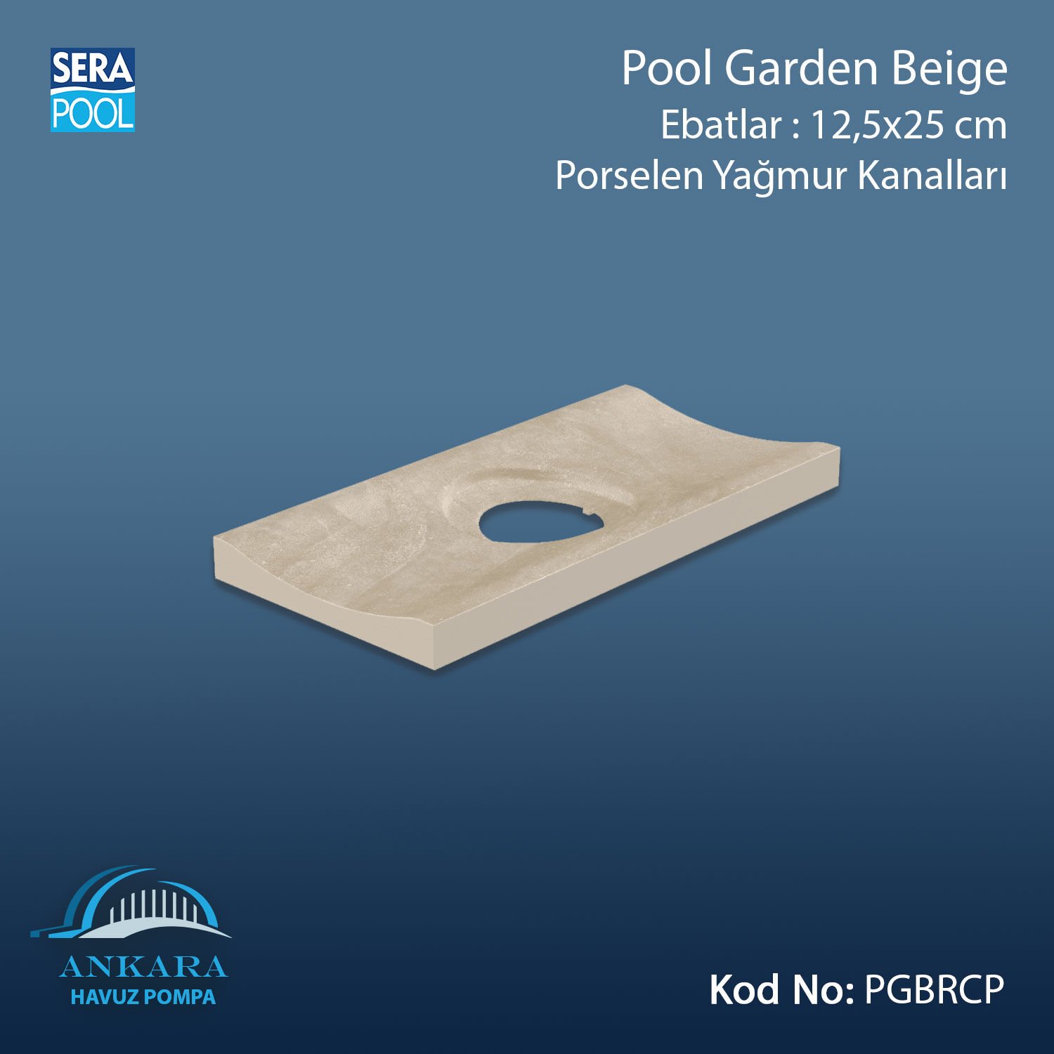 Pool Garden Beige 12,5x25 cm Yağmur Kanalı