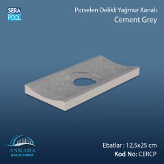 Serapool Cement Grey 12,5x25 cm Delikli Yağmur Kanalı