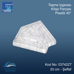 Taşma Izgarası Köşe Parçası 45° Plastik 20 cm Şeffaf