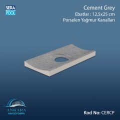 Serapool Cement Grey 12,5x25 cm Delikli Yağmur Kanalı