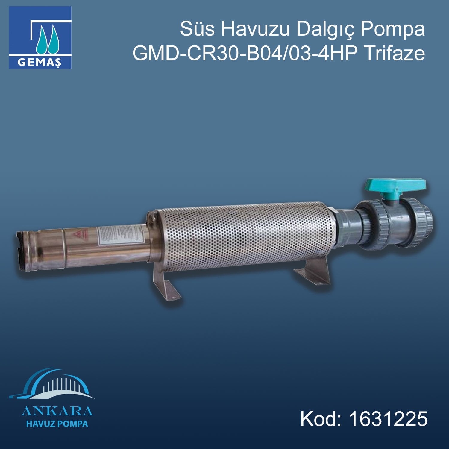 Süs Havuzu Dalgıç Pompa GMD-CR30-B04/03-4HP Trifaze
