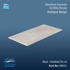 Antique Beige 33x66x0,76 cm Merdiven Kaymazı Sol Bitiş