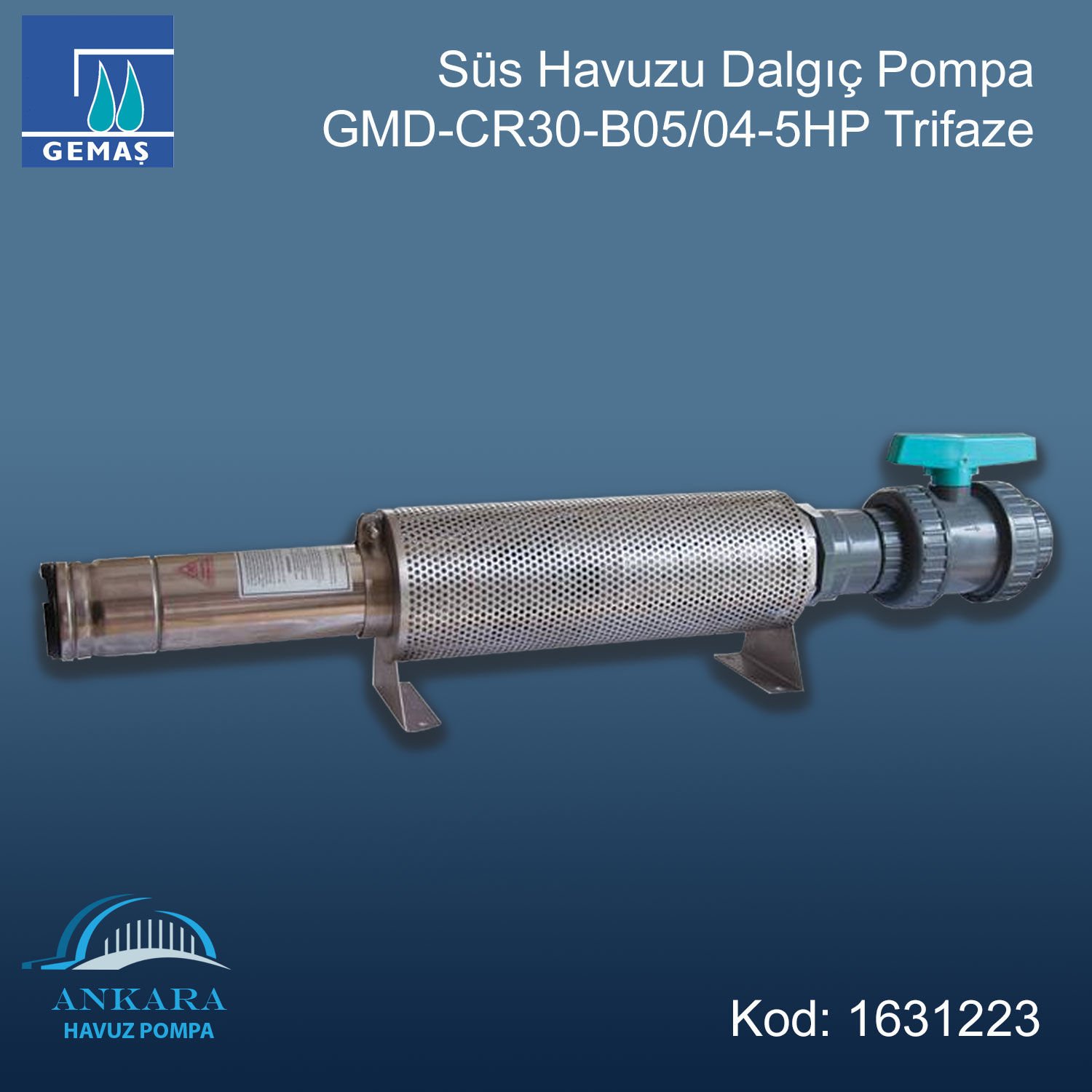 Süs Havuzu Dalgıç Pompa GMD-CR30-B05/04-5HP Trifaze
