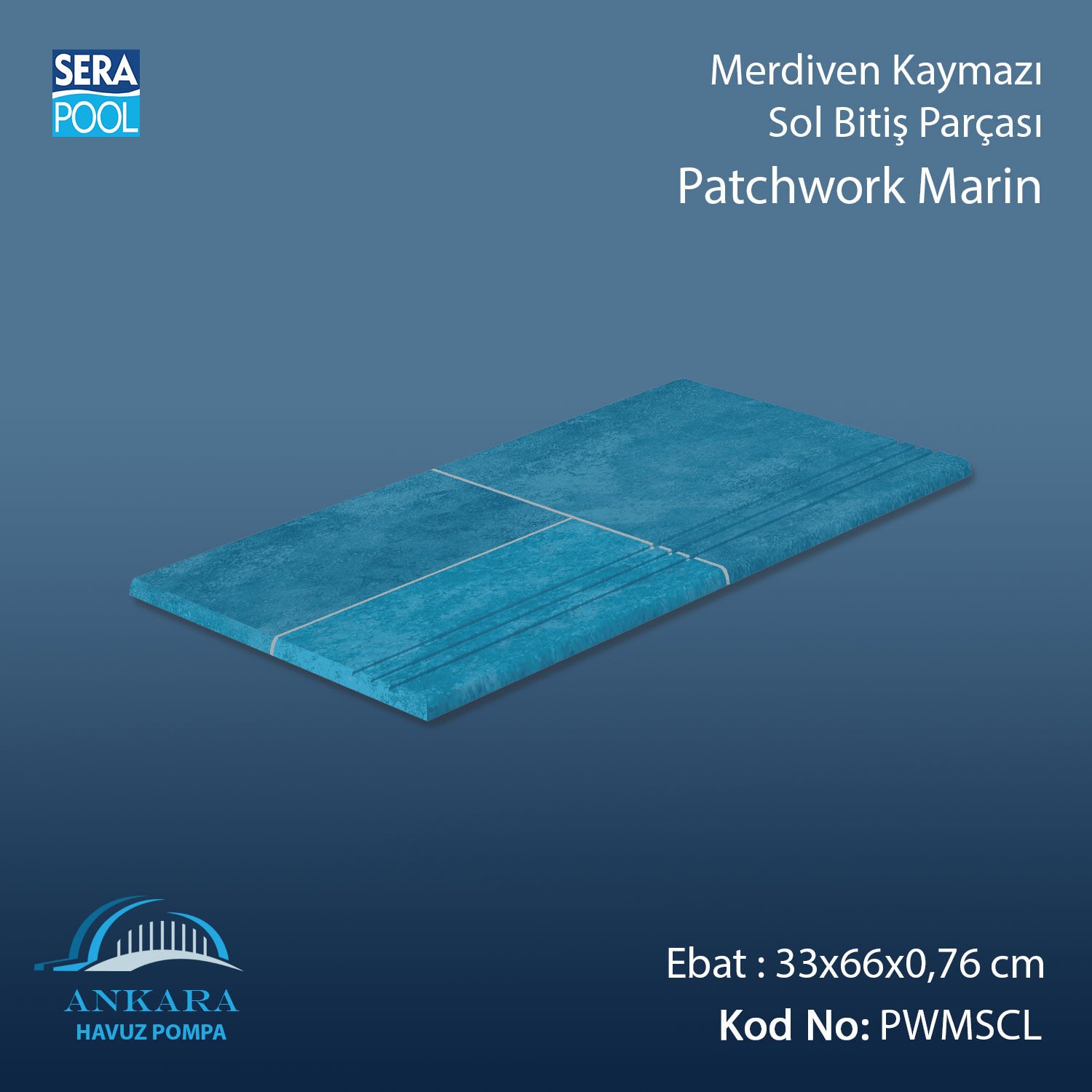 Patchwork Marin 33x66x0,76 cm Merdiven Kaymazı Sol Bitiş