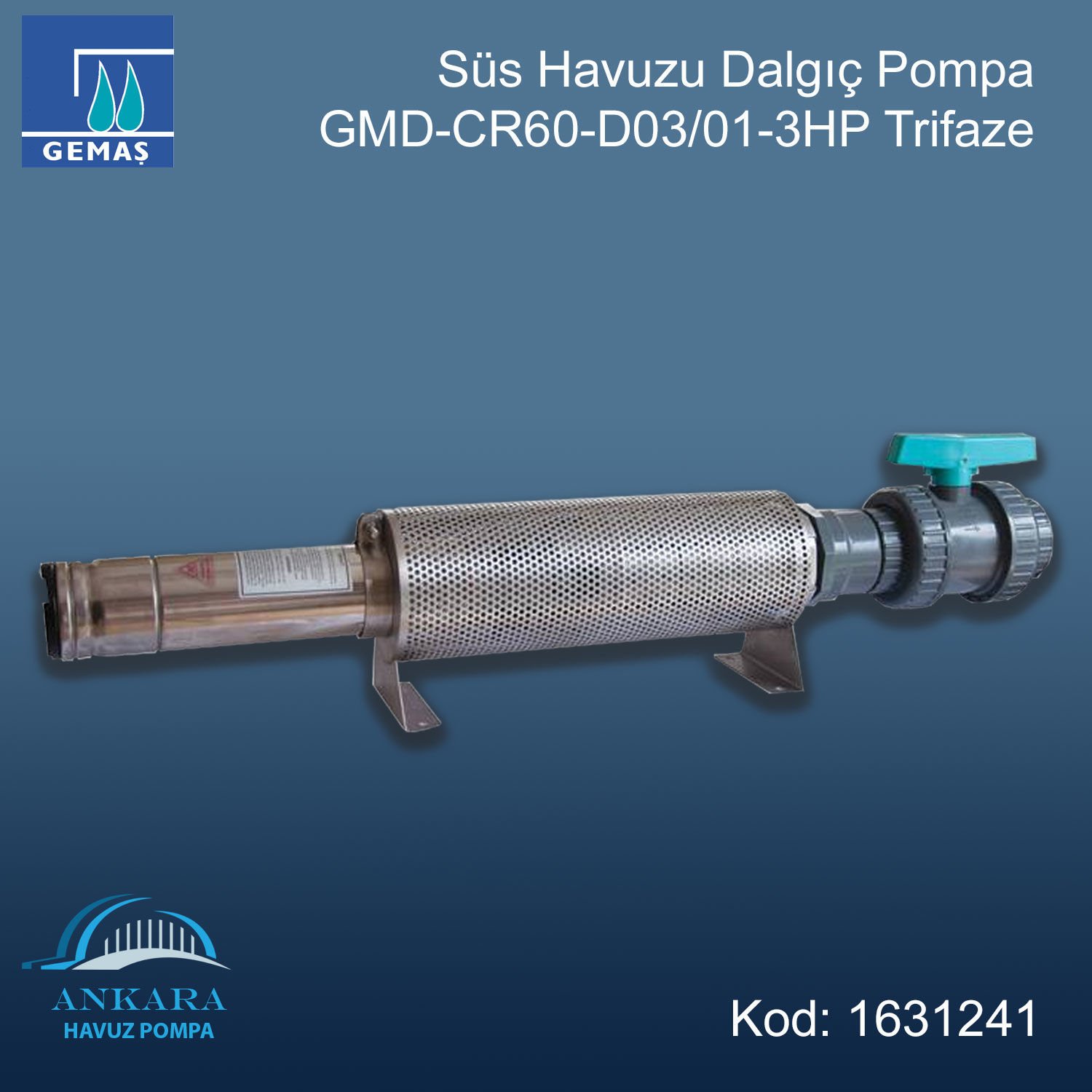 Süs Havuzu Dalgıç Pompa GMD-CR60-D03/01-3HP Trifaze