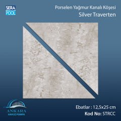 Serapool Silver Traverten 12,5x12,5 cm Yağmur Kanalı