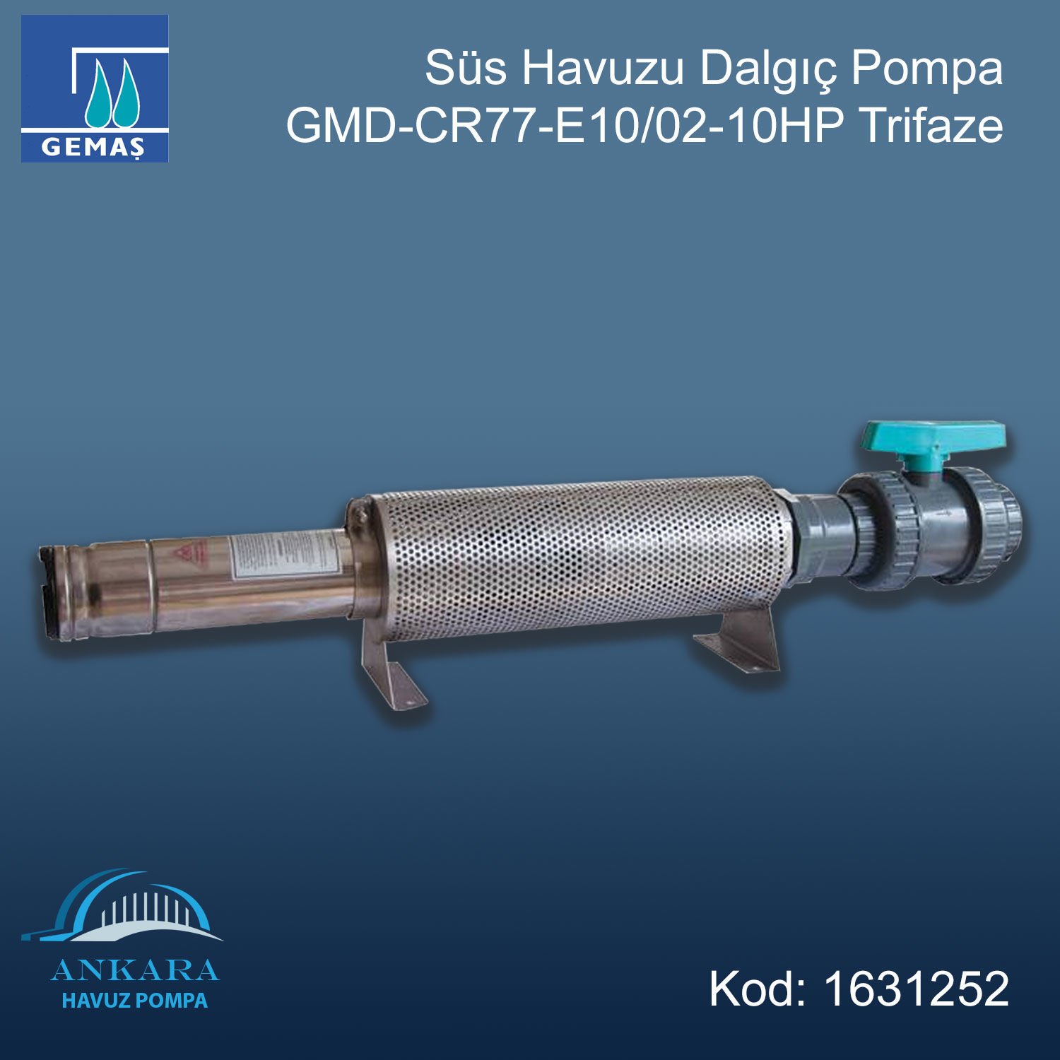 Süs Havuzu Dalgıç Pompa GMD-CR77-E10/02-10HP Trifaze