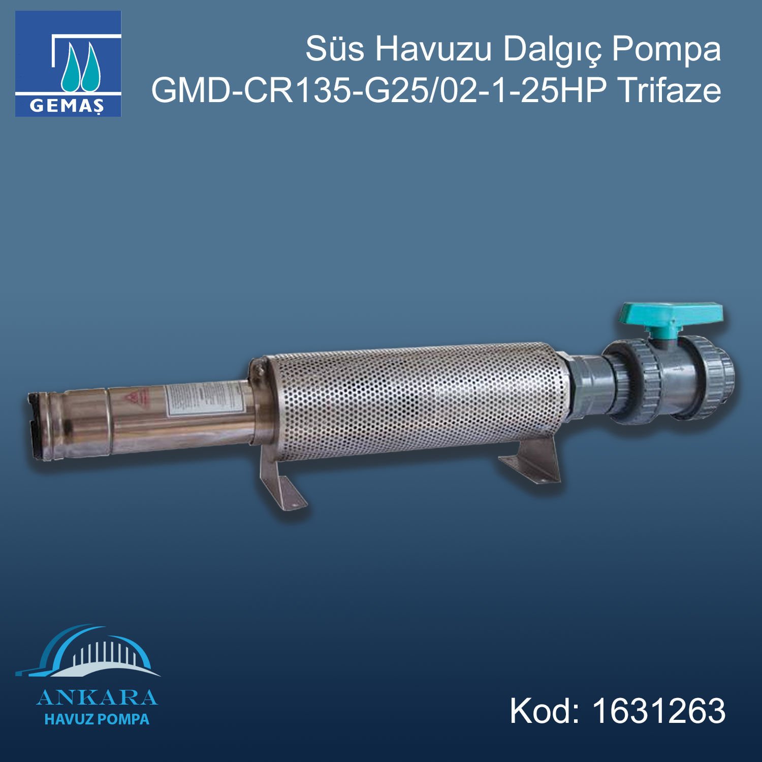 Süs Havuzu Dalgıç Pompa GMD-CR135-G25/02-1-25HP Trifaze