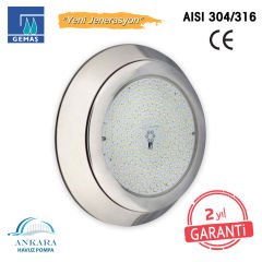 SlimLED-INOXCLICK Havuz Sualtı Lambası, Kovansız, Reçine Dolgulu, Tek Renkli - 252 LED Turkuvaz - 36 W