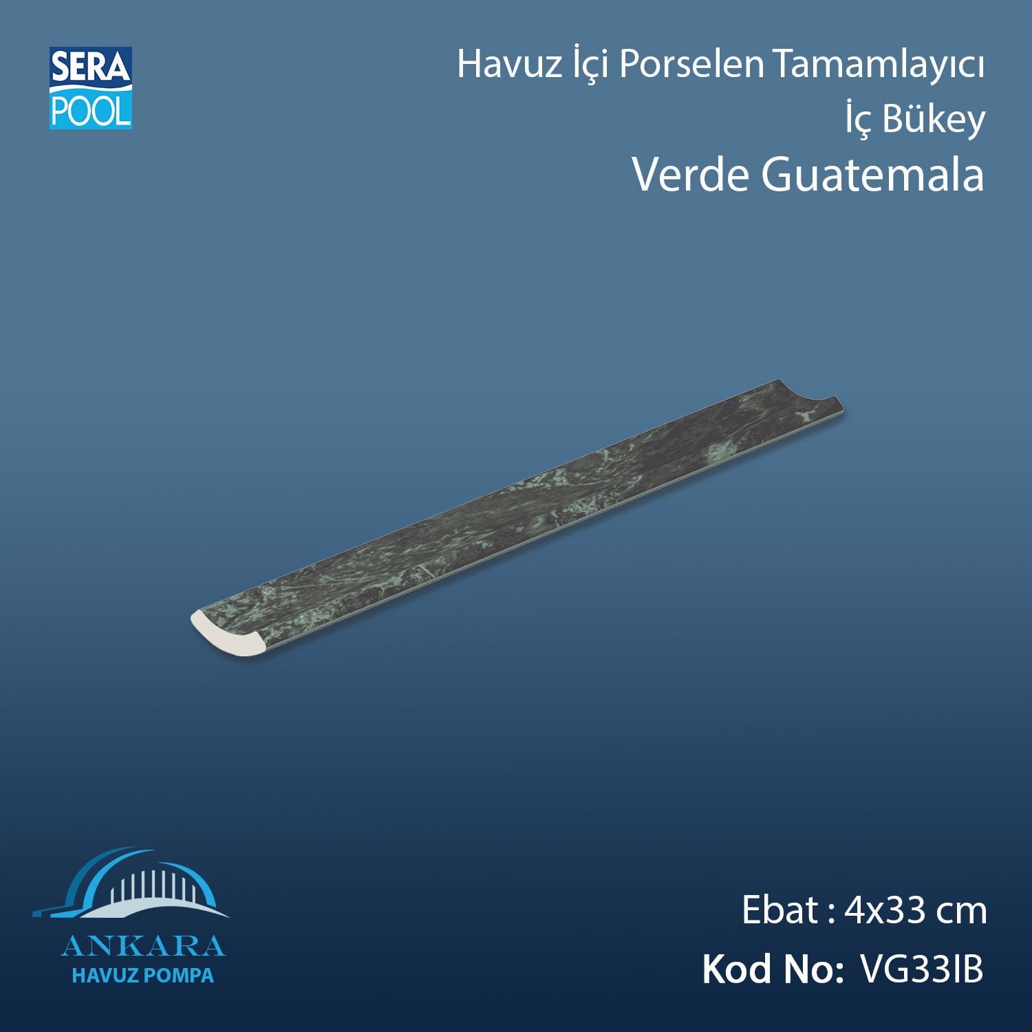 Verde Guatemala 4x33 cm İç Bükey