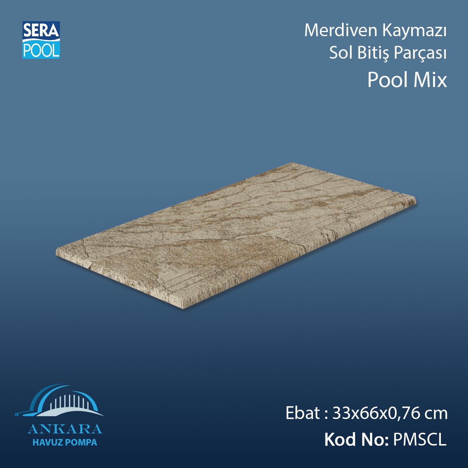 Pool Mix 33x66x0,76 cm Merdiven Kaymazı Sol Bitiş