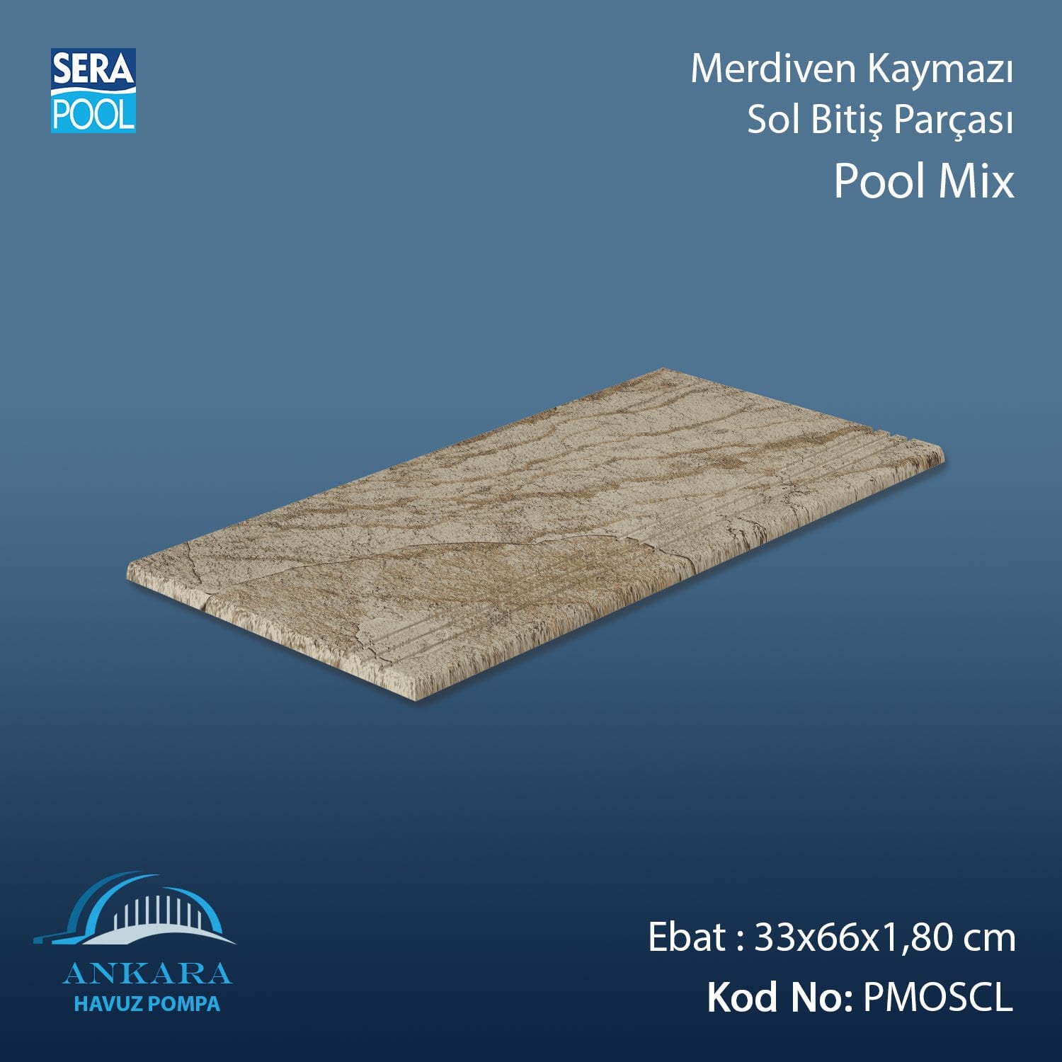 Pool Mix 33x66x1,80 cm Merdiven Kaymazı Sol Bitiş