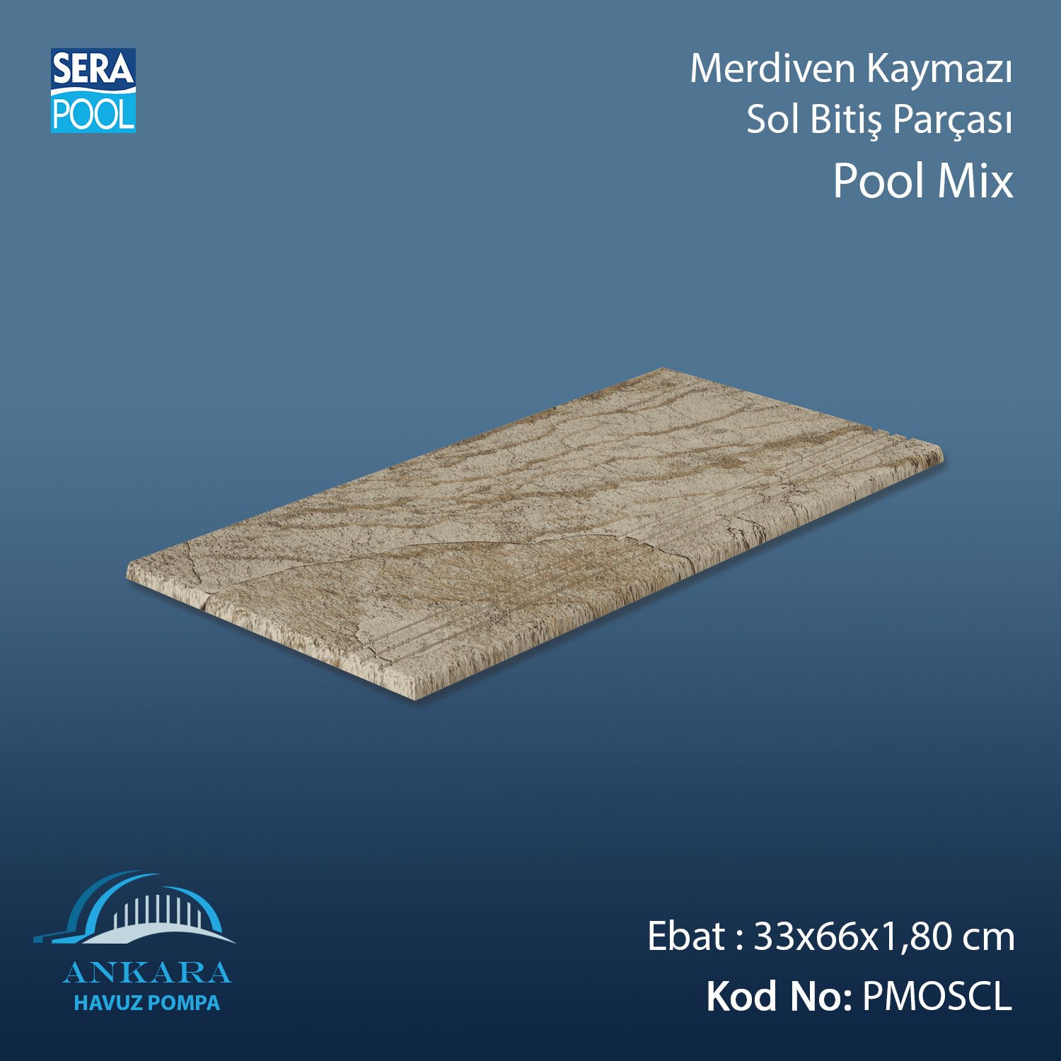 Pool Mix 33x66x1,80 cm Merdiven Kaymazı Sol Bitiş