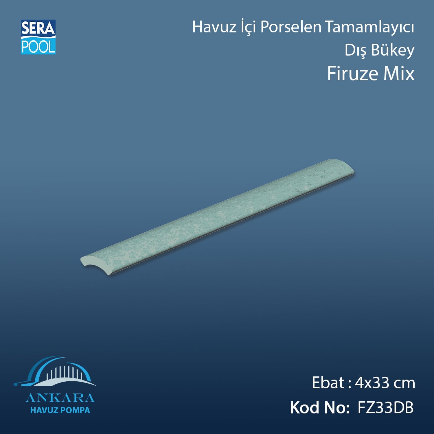 Firuze Mix 4x33 cm Dış Bükey