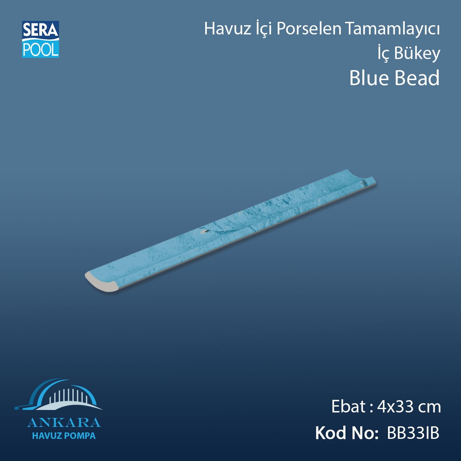 Blue Bead 4x33 cm İç Bükey