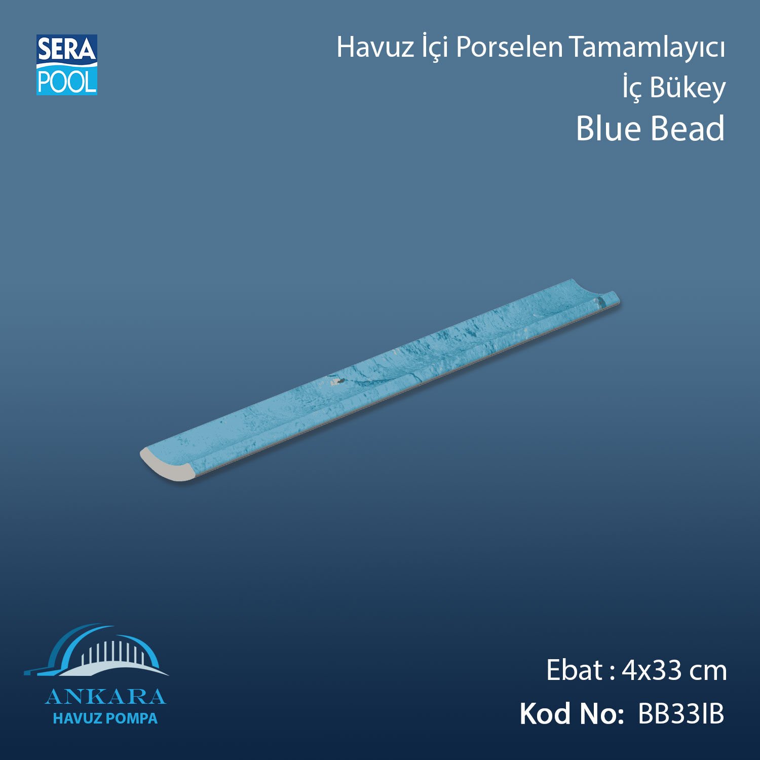 Blue Bead 4x33 cm İç Bükey