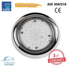 MİDİ-Clicker-INOX Havuz Sualtı Lambası, Kovansız, Reçine Dolgulu, Tek Renkli - 72 LED Gün Işığı - 11 W
